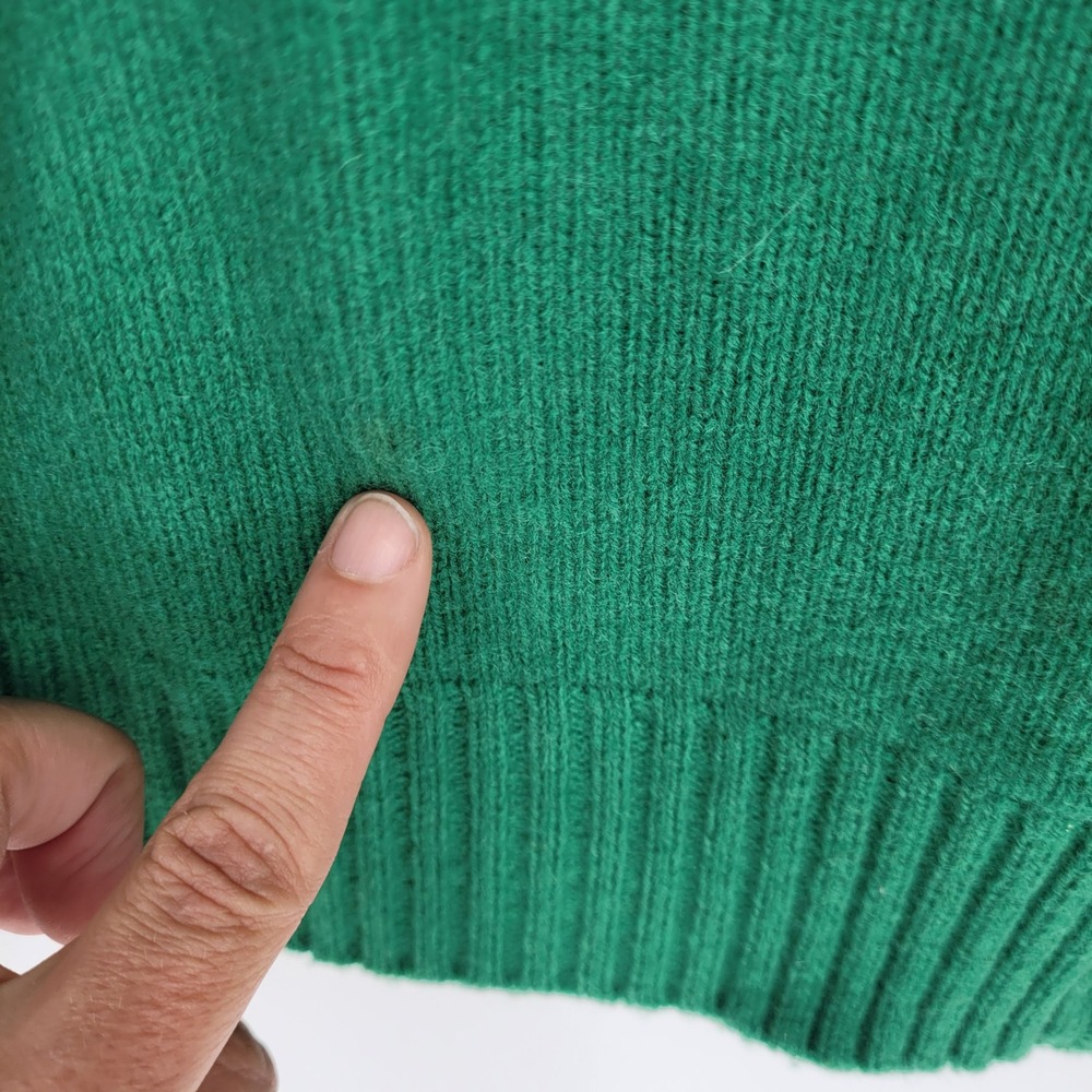 L.L. Bean Scottie Dog Fair Isle Cardigan Women XS Green lambs Wool Sweater vtg - Picture 7 of 7